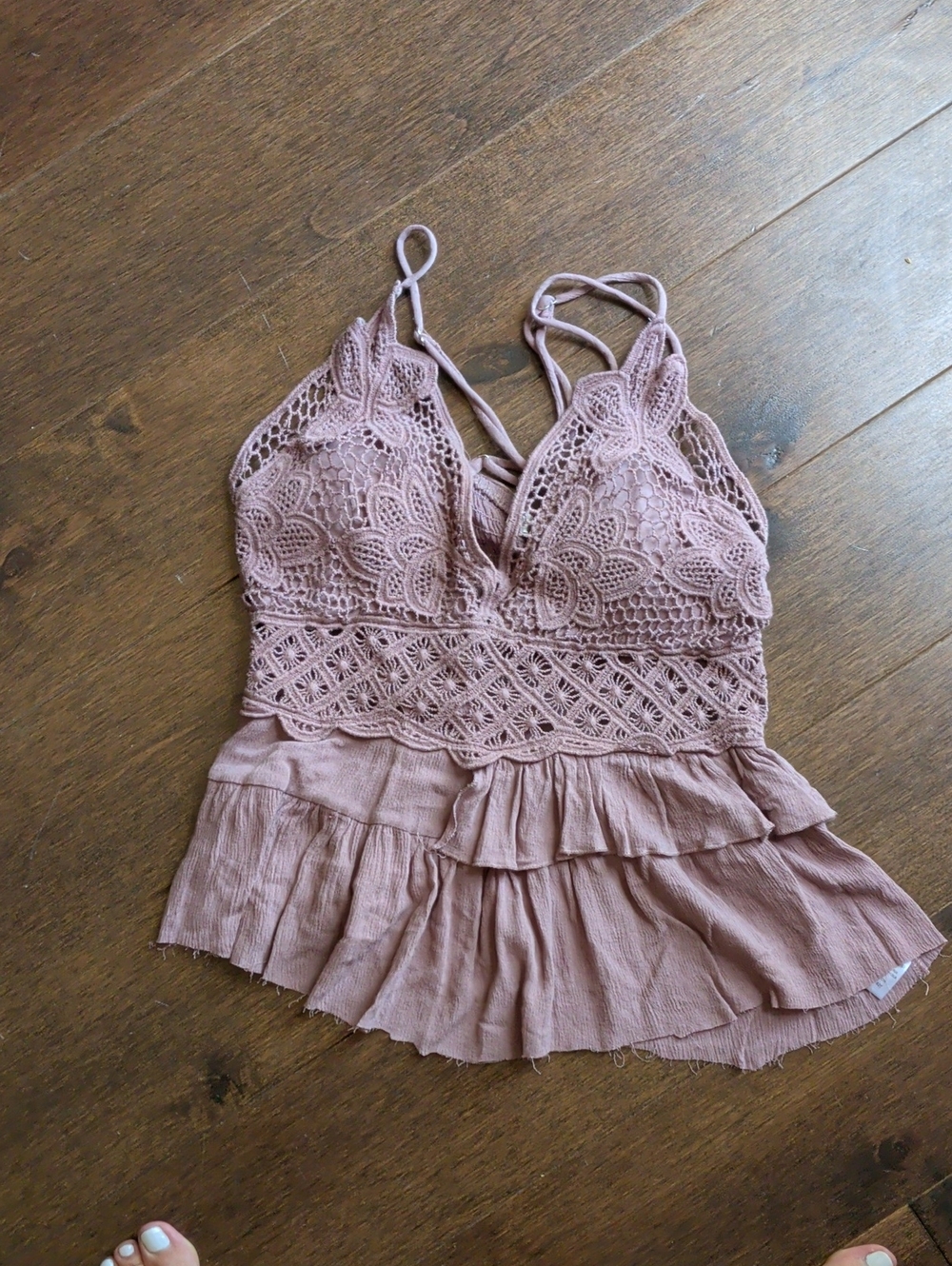 LA MIEL Dusty Mauve Smocked Cami with Thin Straps‎